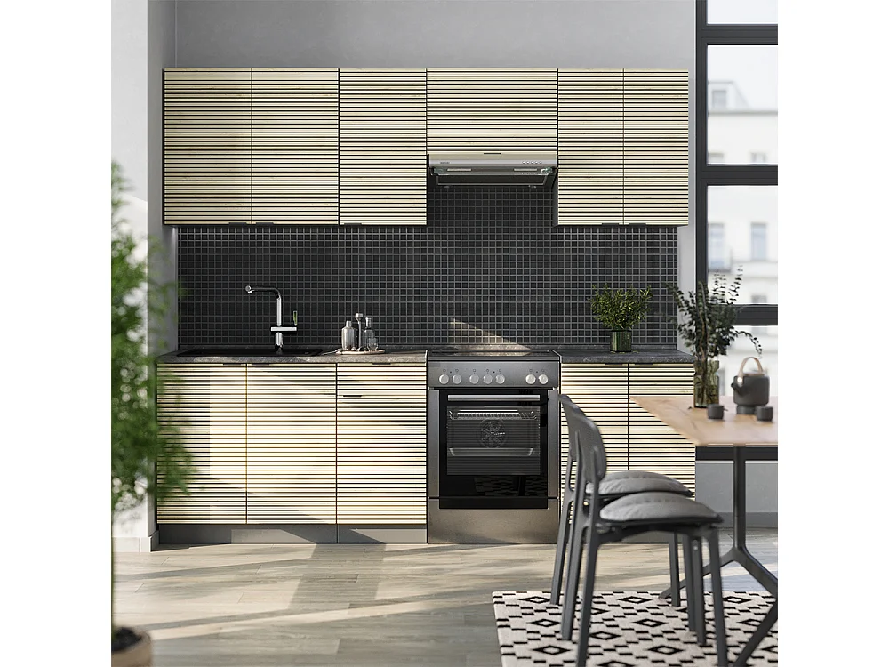 Mueble de cocina panel de roble/antracita 240x60x81.6 fame-line