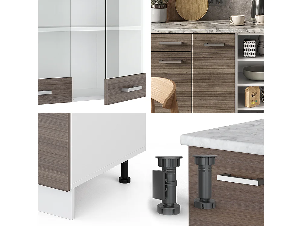 Cucina componibile grigio prezioso/bianco 240x60x81.6 r-line