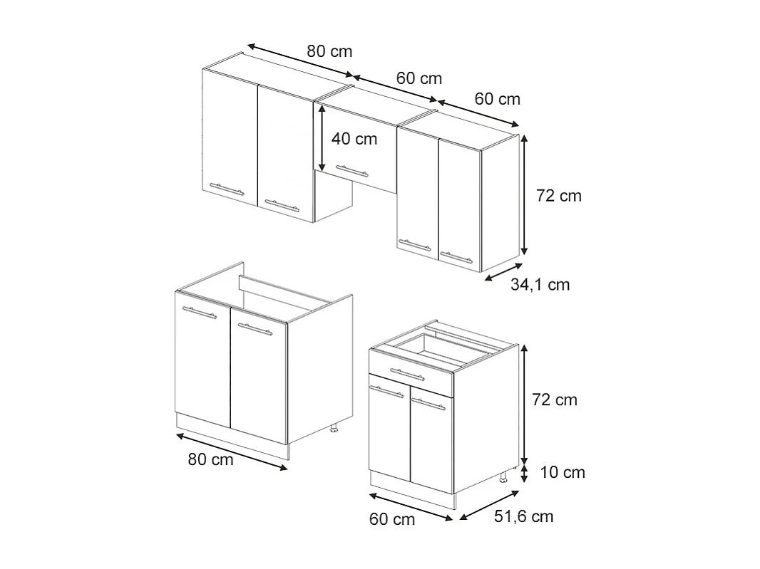 Cuisine grisbeige/blanc 200x46x81.6 fame-line