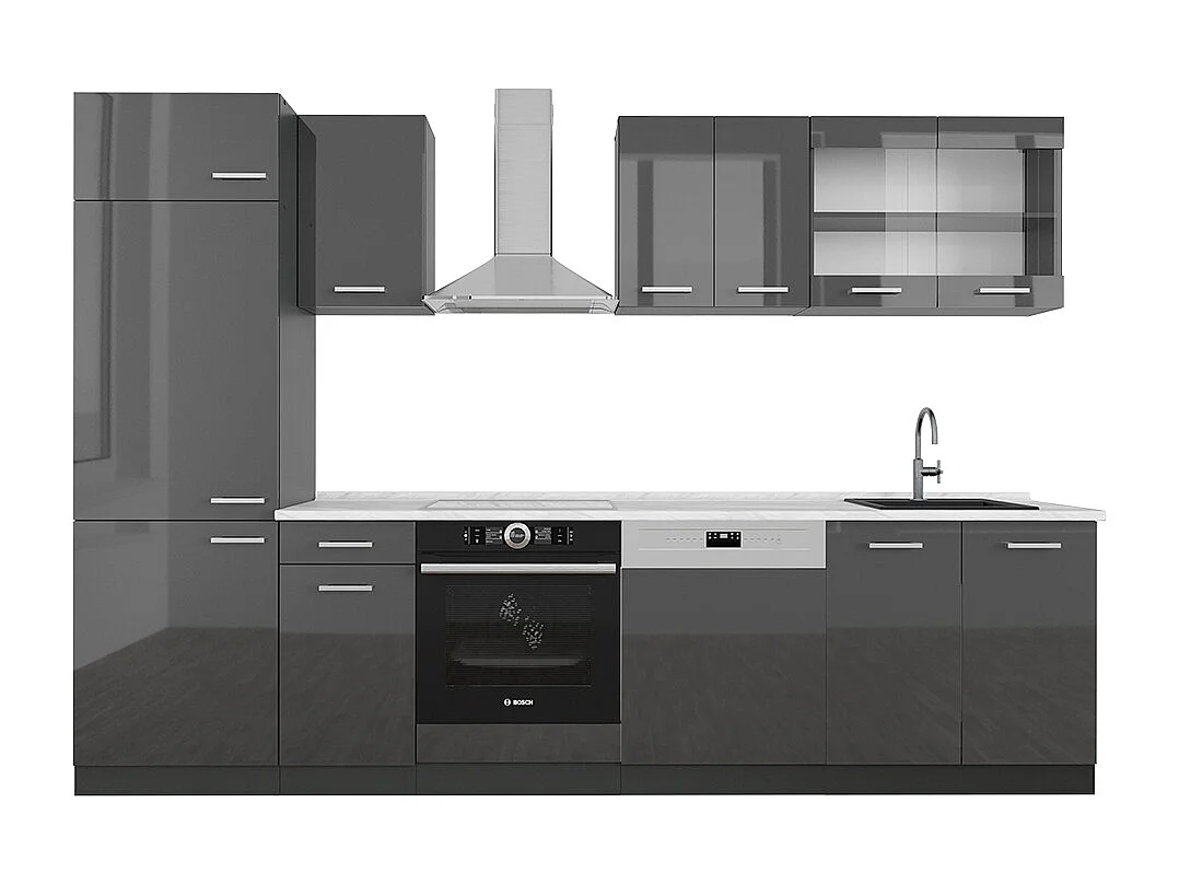 Cuisine anthracite brillant/anthracite 300x60x81.6 r-line