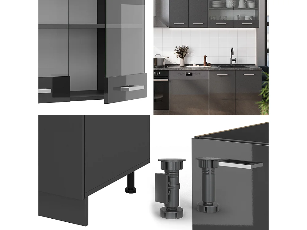 Cuisine anthracite brillant/anthracite 300x60x81.6 r-line