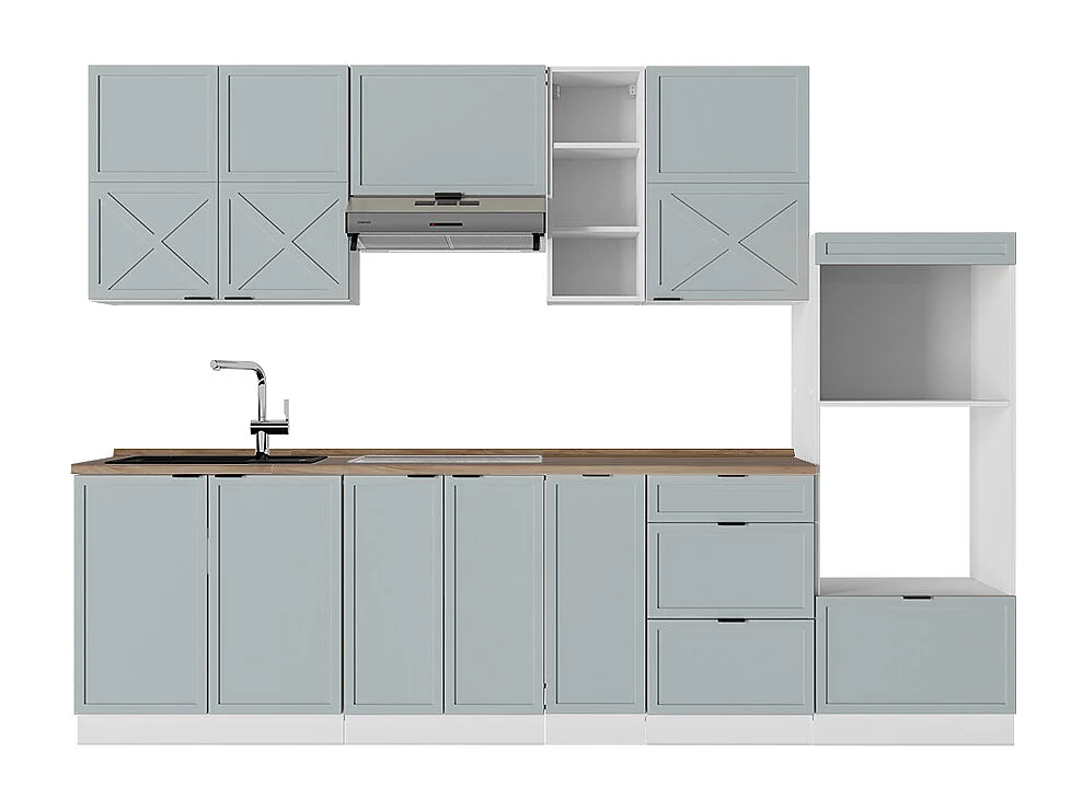 Cuisine bleu clair-gris/blanc 280x60x81.6 fame-line