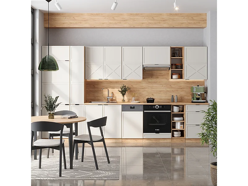 Cuisine grisbeige/chêne doré 355x60x81.6 fame-line