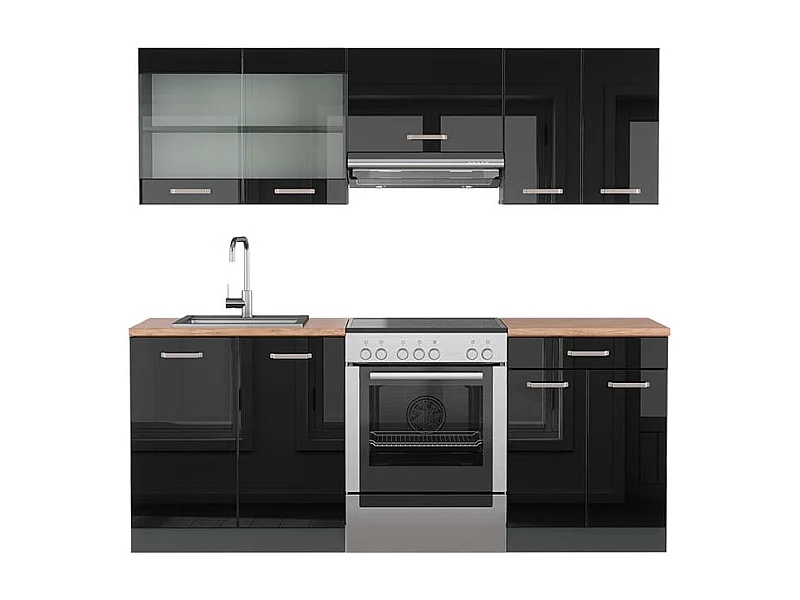 Cuisine noir brillant/anthracite 200x60x81.6 r-line