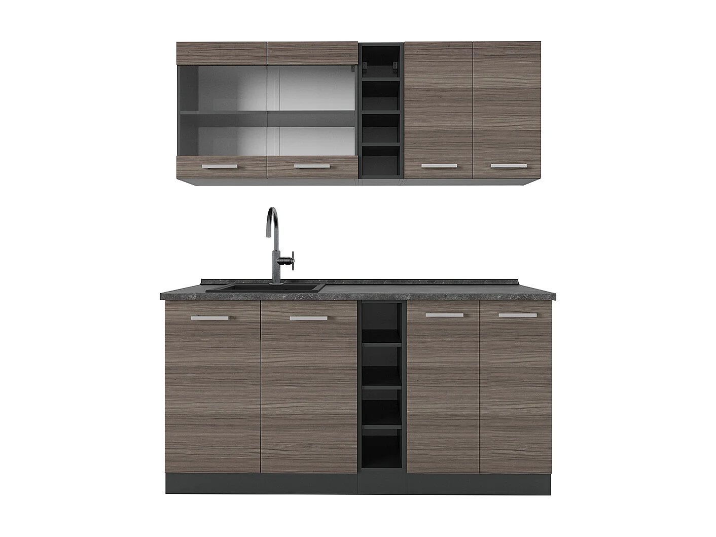 Cuisine gris noble/anthracite 160x60x81.6 r-line