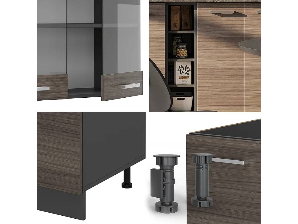 Cuisine gris noble/anthracite 160x60x81.6 r-line