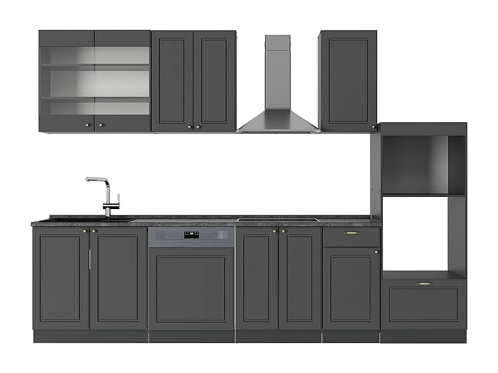 Cuisine anthrazit-gold landhaus 300x60x81.6 fame-line