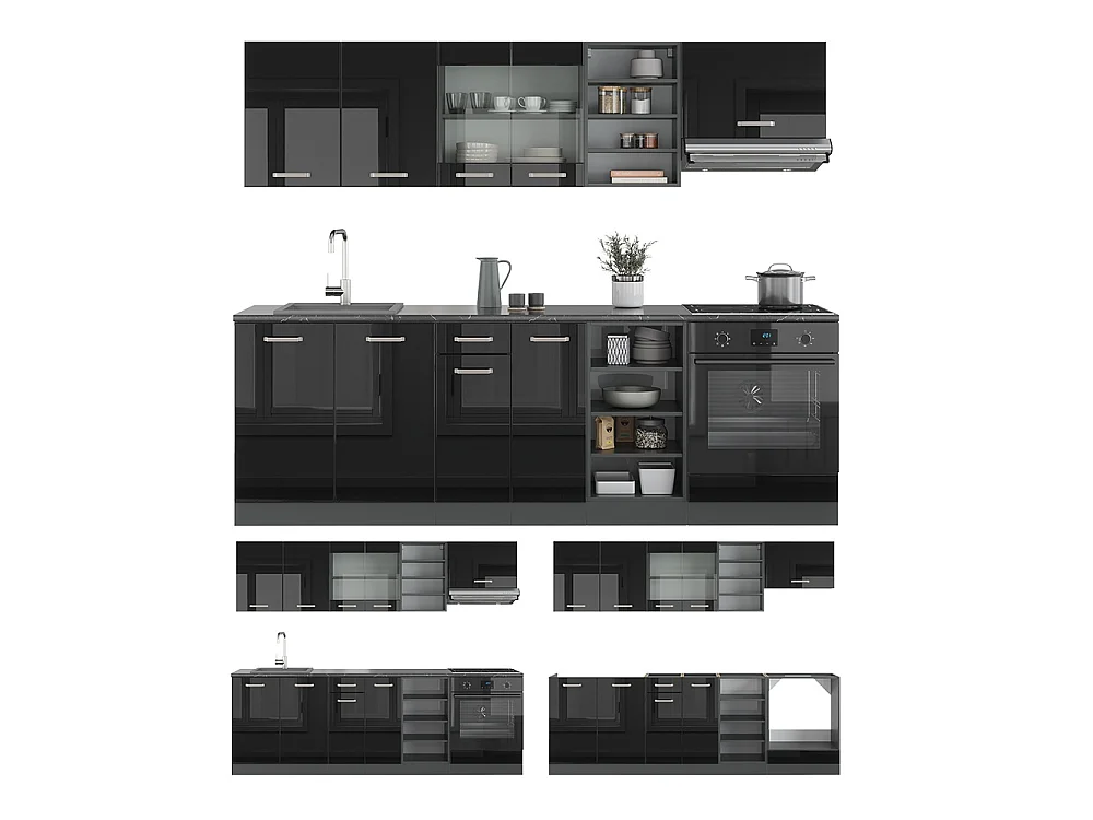 Cuisine noir brillant/anthracite 240x46x81.6 r-line