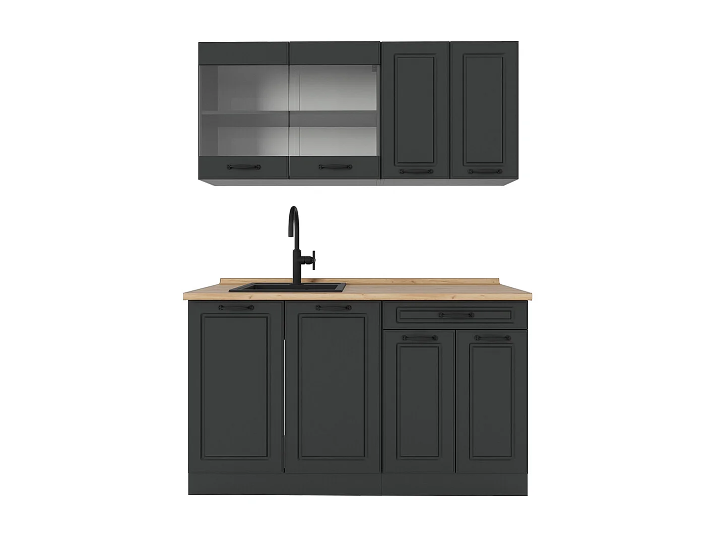 Cocina para solteros antracita casa de campo/antracita 140x46x81.6 r-line