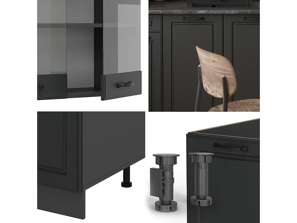 Cocina para solteros antracita casa de campo/antracita 140x46x81.6 r-line