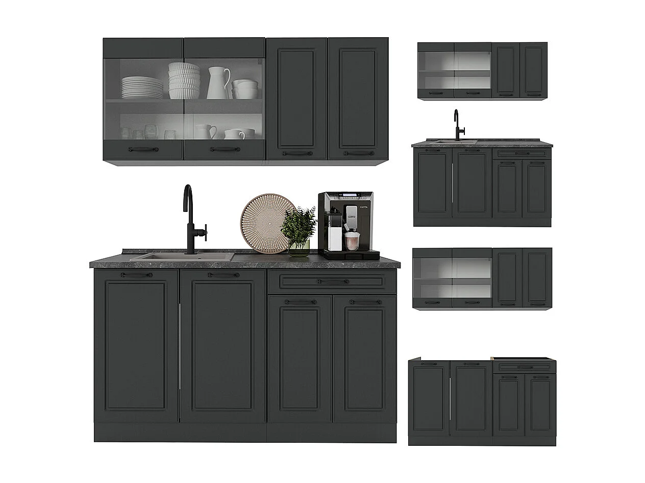 Cuisine anthracite maison de campagne/anthracite 140x46x81.6 r-line