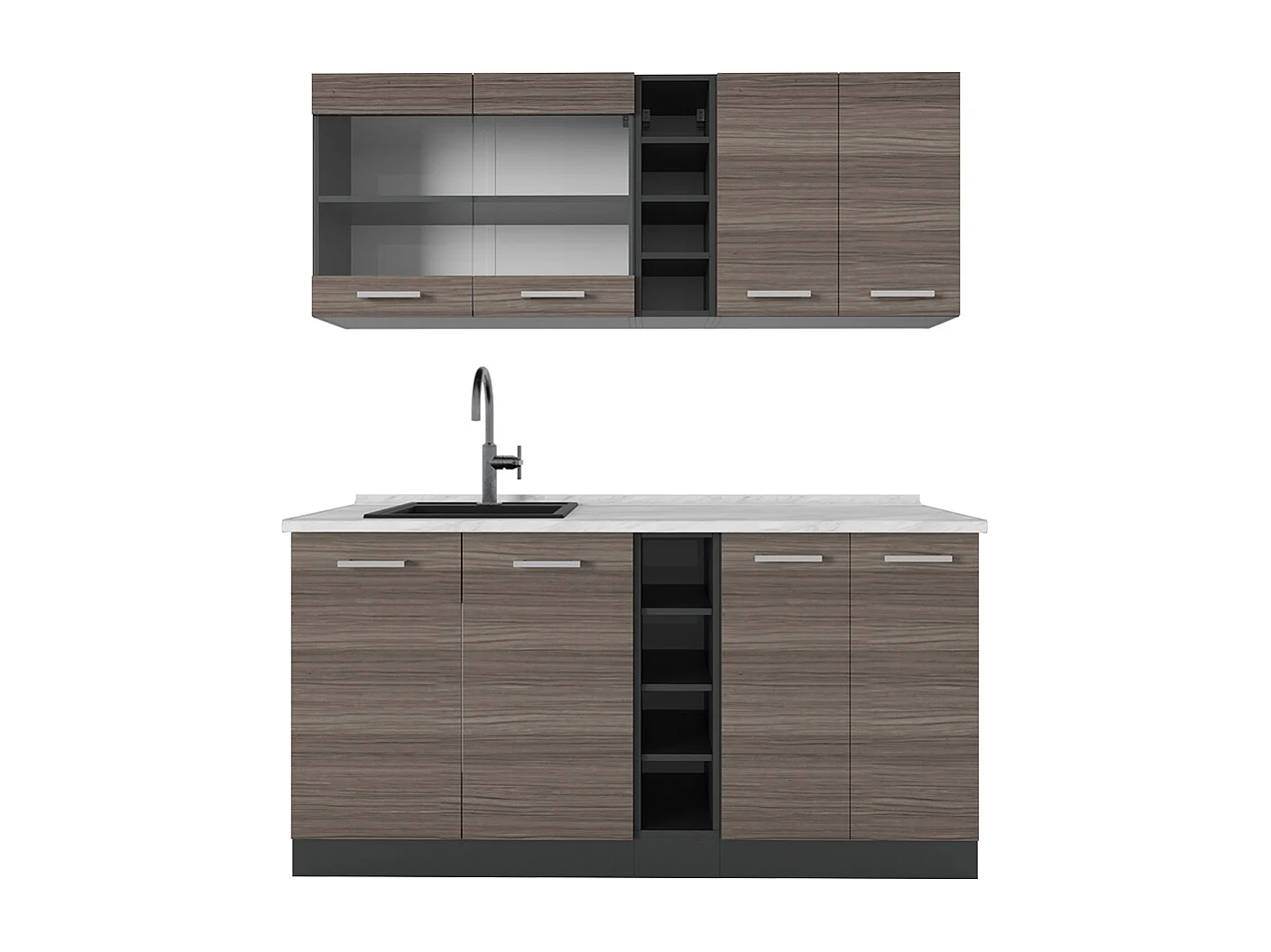 Singleküche edelgrau/anthrazit 160x60x81.6 r-line