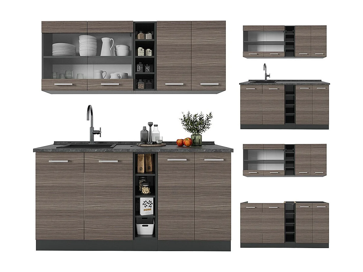 Singlekøkken ædelgrå/antracit 160x60x81.6 r-line