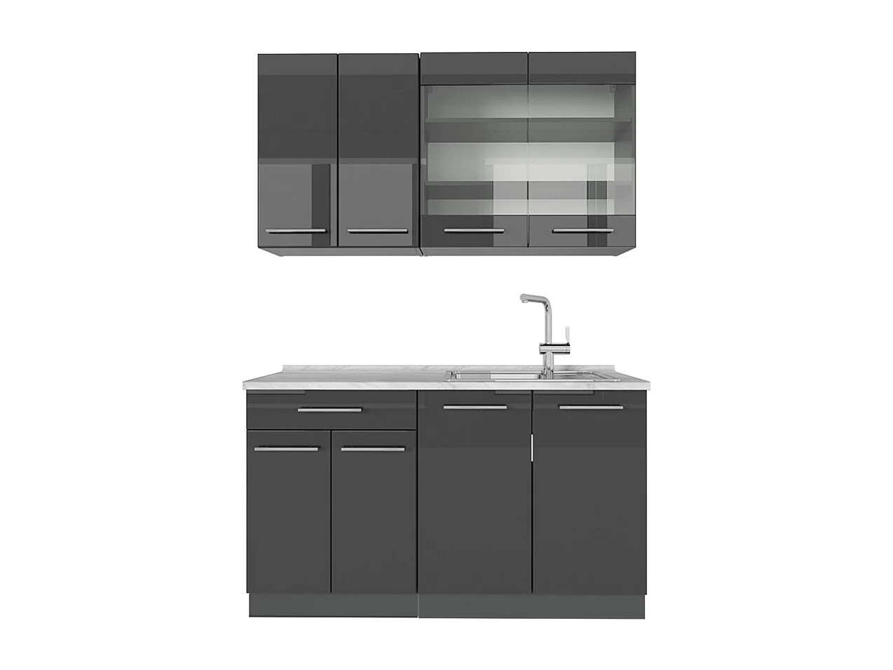 Enkelkök antracit högblank 140x60x81.6 fame-line