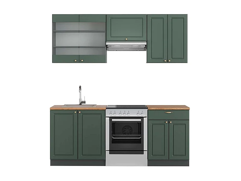 Cuisine vert et or campagne/anthracite 200x60x81.6 fame-line