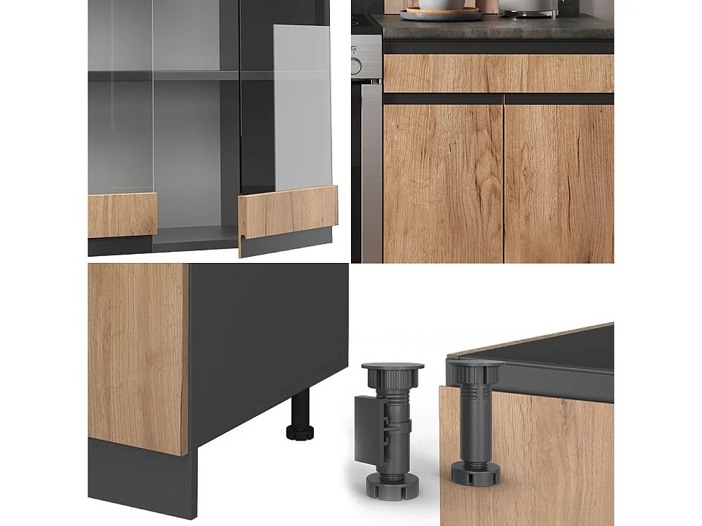 Kitchenette carvalho goldkraft/antracite 200x60x81.6 r-line