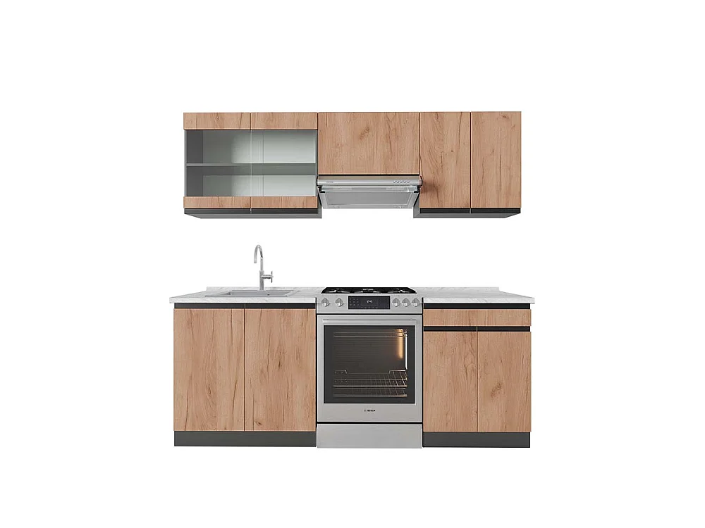 Cuisine chêne doré/anthracite 200x60x81.6 r-line