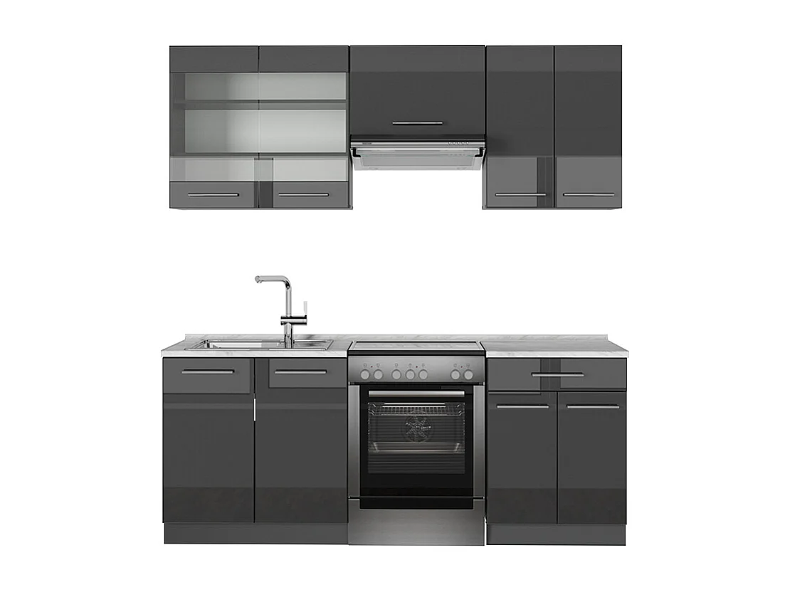 Mueble de cocina antracita alto brillo 200x60x81.6 fame-line