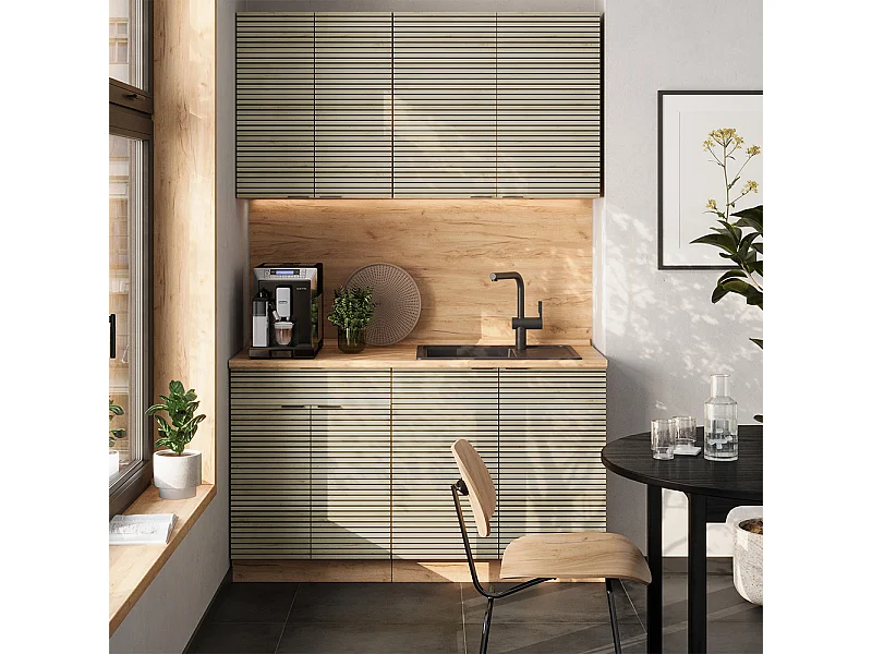 Cocina para solteros panel de roble/roble goldkraft 140x60x81.6 fame-line