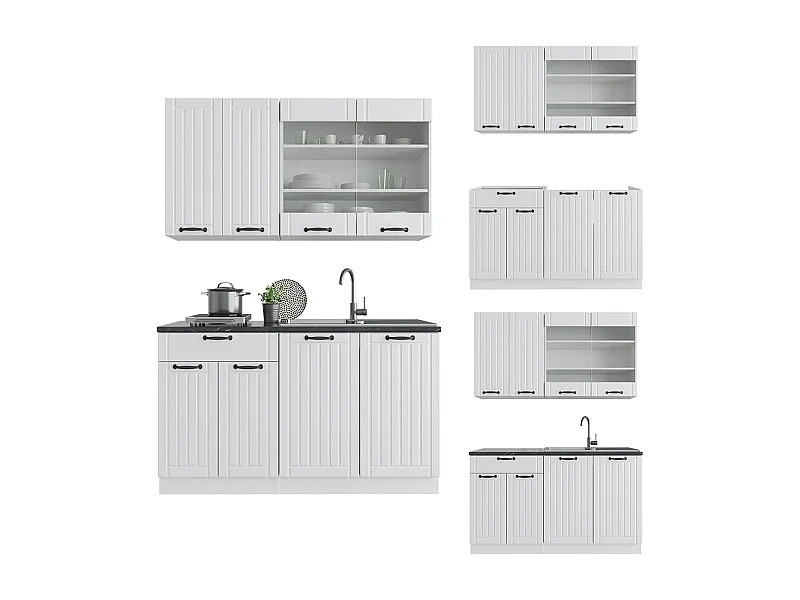Cuisine blanc campagne/blanc 140x60x81.6 fame-line