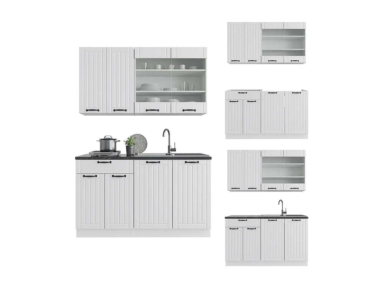 Cuisine blanc campagne/blanc 140x60x81.6 fame-line