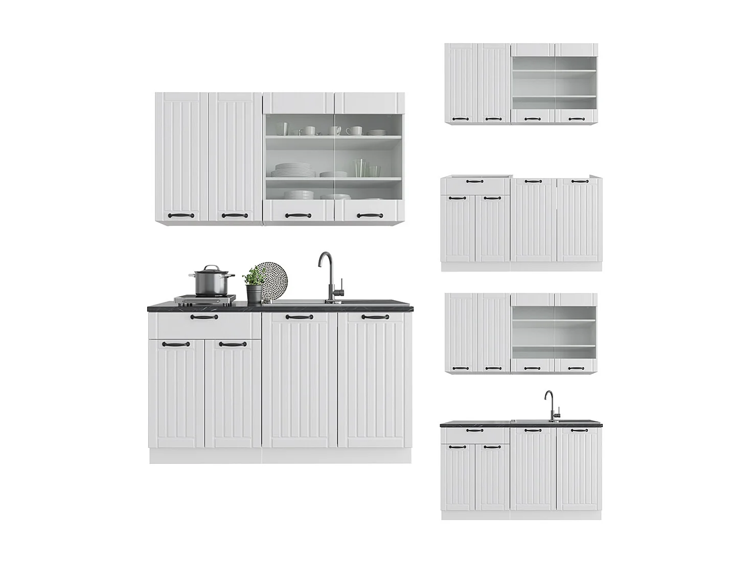 Cuisine blanc campagne/blanc 140x60x81.6 fame-line