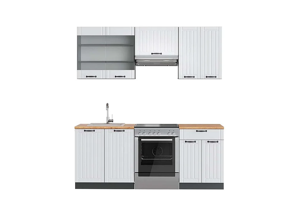 Complete keukeneenheid landhuis wit/antraciet 200x60x81.6 fame-line