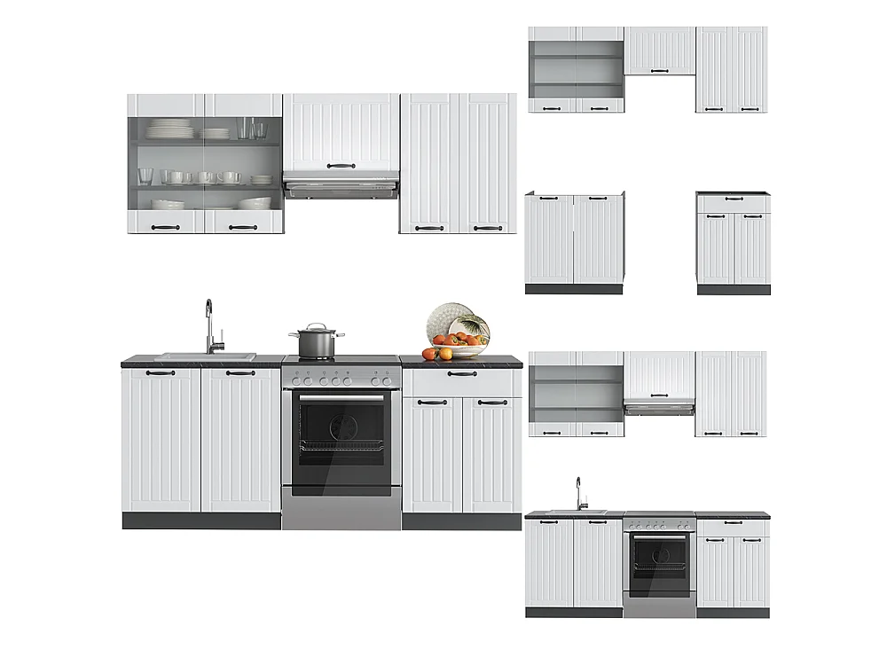 Complete keukeneenheid landhuis wit/antraciet 200x60x81.6 fame-line