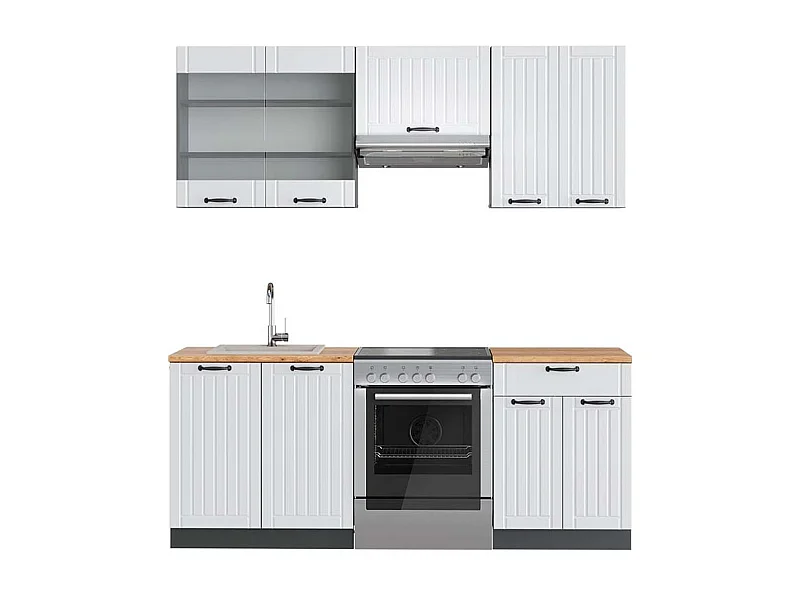 Cucina componibile bianco casa di campagna/antracite 200x60x81.6 fame-line