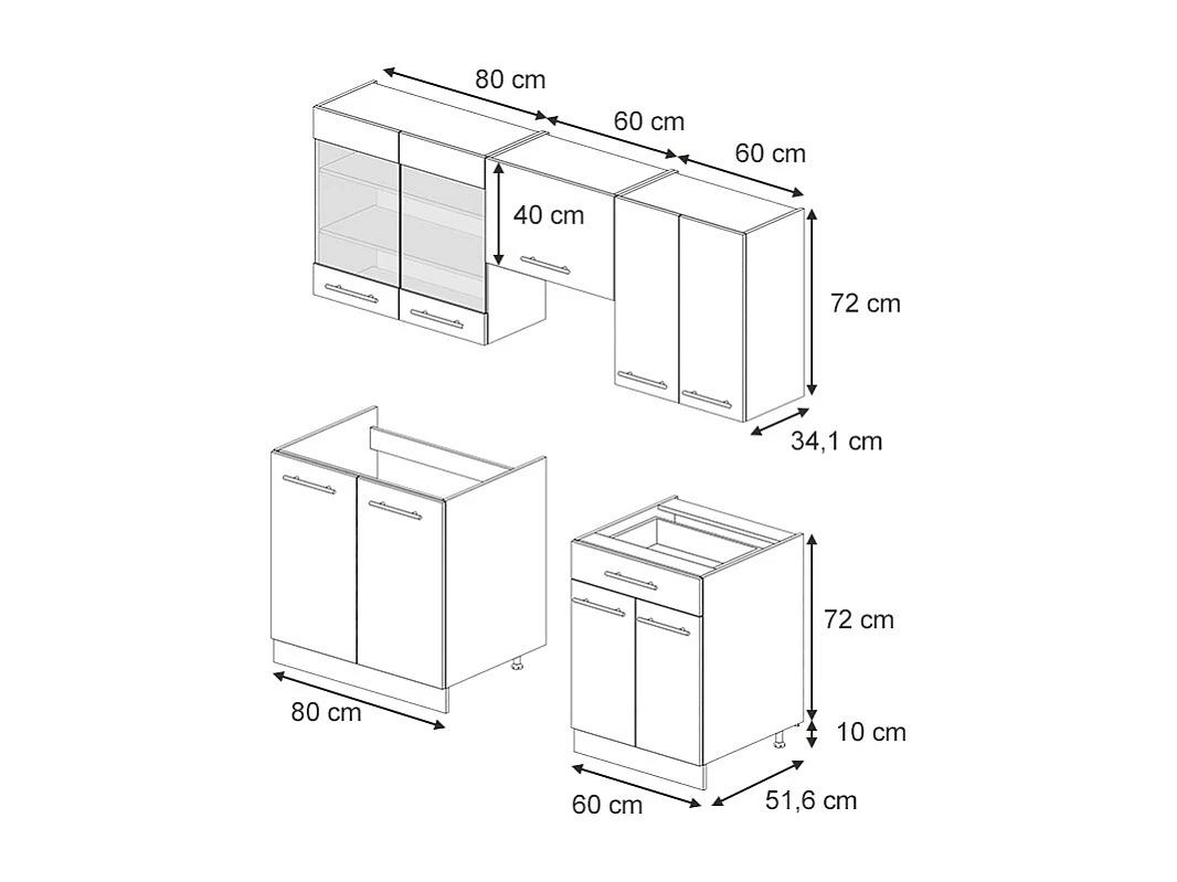 Küchenzeile dunkelblau hochglanz/weiß 200x60x81.6 fame-line