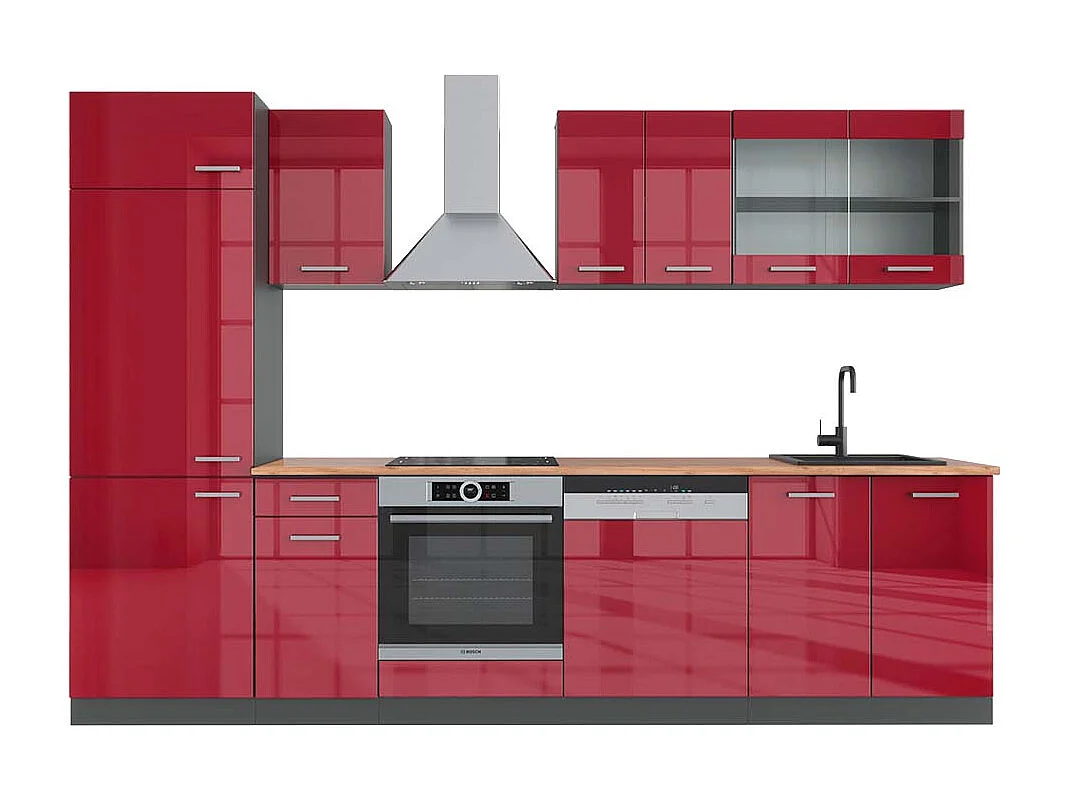 Cuisine rouge brillant/anthracite 300x60x81.6 r-line