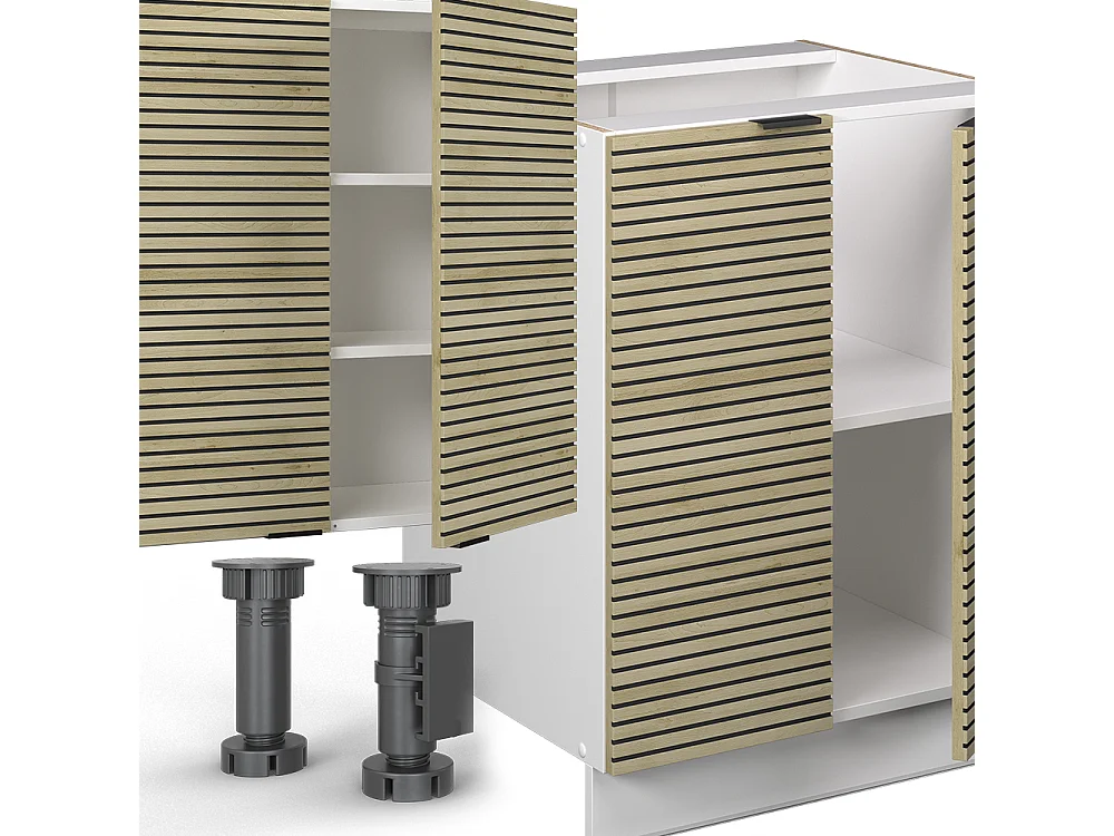 Küchenzeile eiche paneel/weiß 300x46x81.6 fame-line