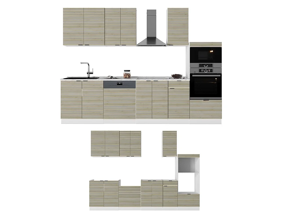 Mueble de cocina panel roble/blanco 300x46x81.6 fame-line