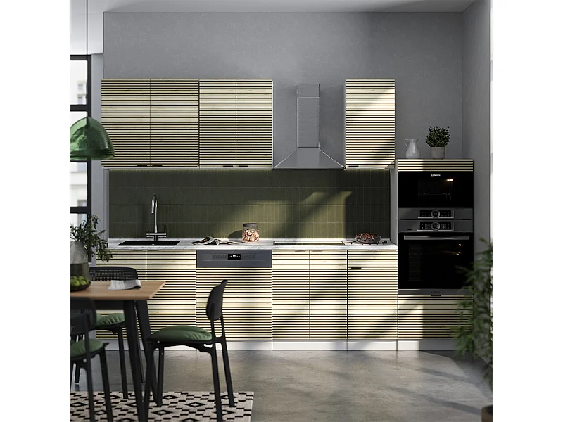 Küchenzeile eiche paneel/weiß 300x46x81.6 fame-line