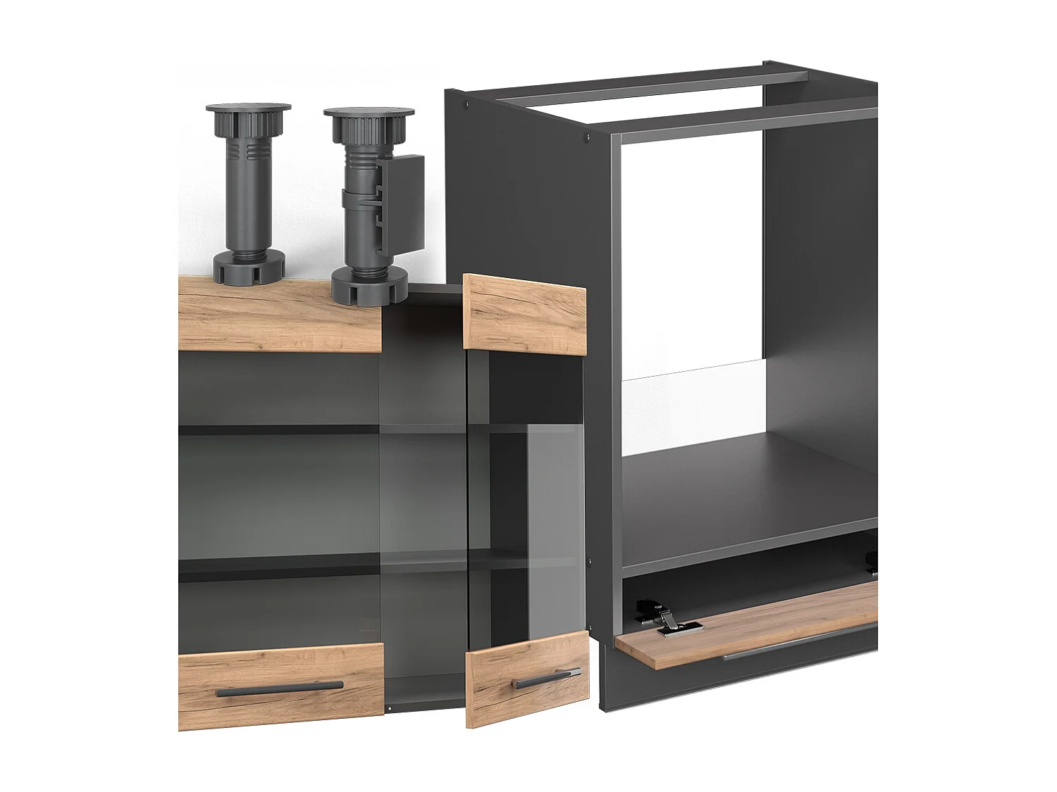 Cuisine en angle chêne doré/anthracite 190x60x81.6 fame-line