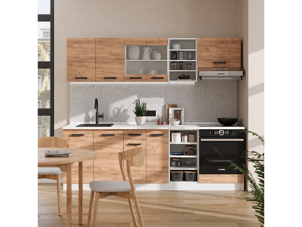 Cucina componibile quercia dorata/bianco 240x46x81.6 r-line