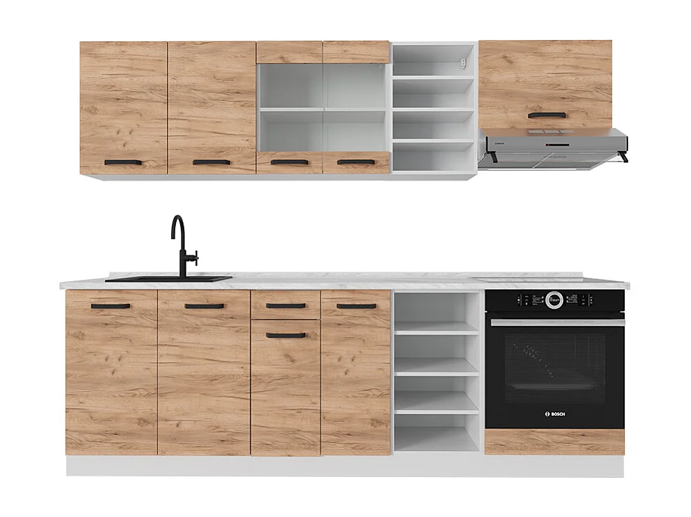 Cucina componibile quercia dorata/bianco 240x46x81.6 r-line