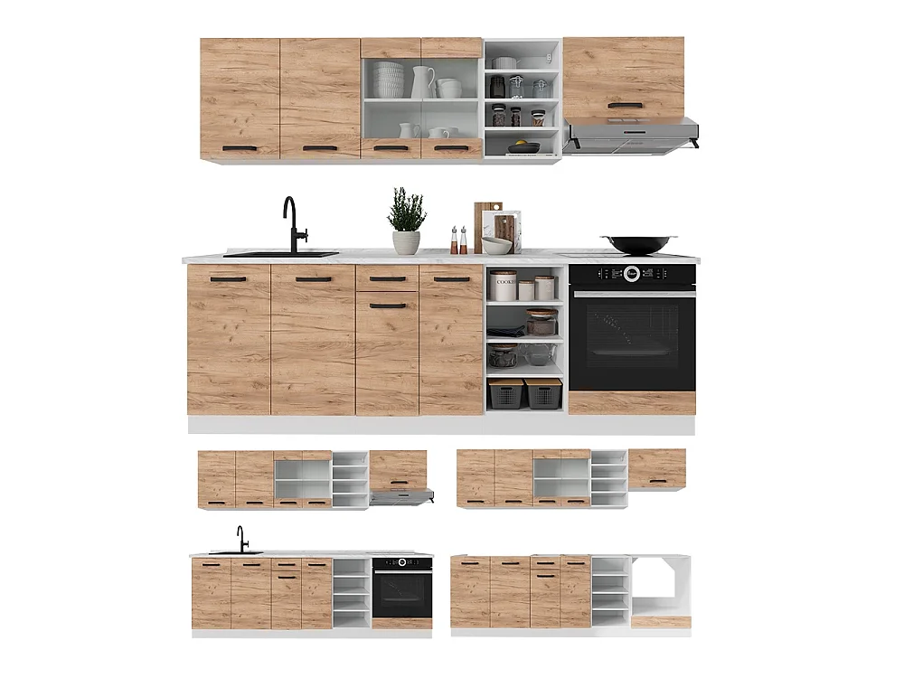 Cuisine chêne doré/blanc 240x46x81.6 r-line