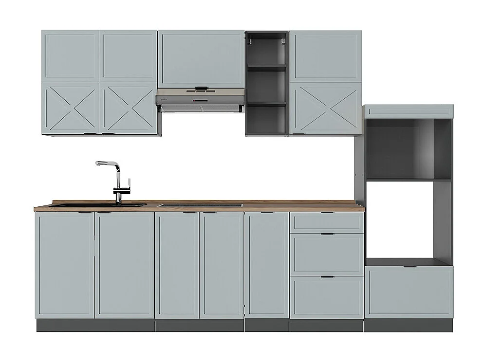 Cucina componibile azzurro-grigio/antracite 280x60x81.6 fame-line
