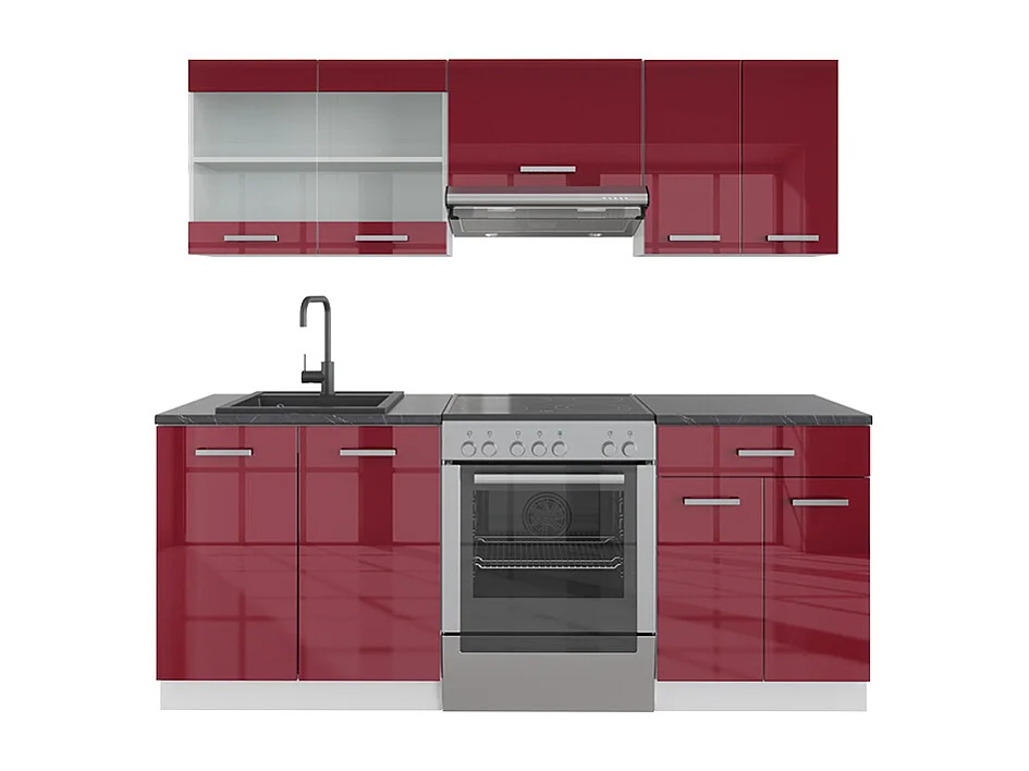 Cuisine rouge brillant/blanc 200x46x81.6 r-line