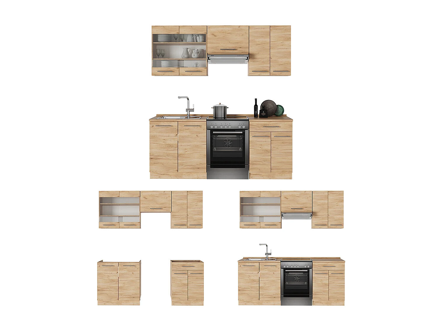 Cuisine chêne de force doré 200x60x81.6 fame-line