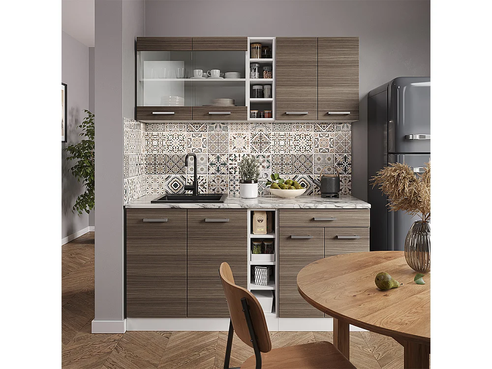 Cuisine gris noble/blanc 160x60x81.6 r-line