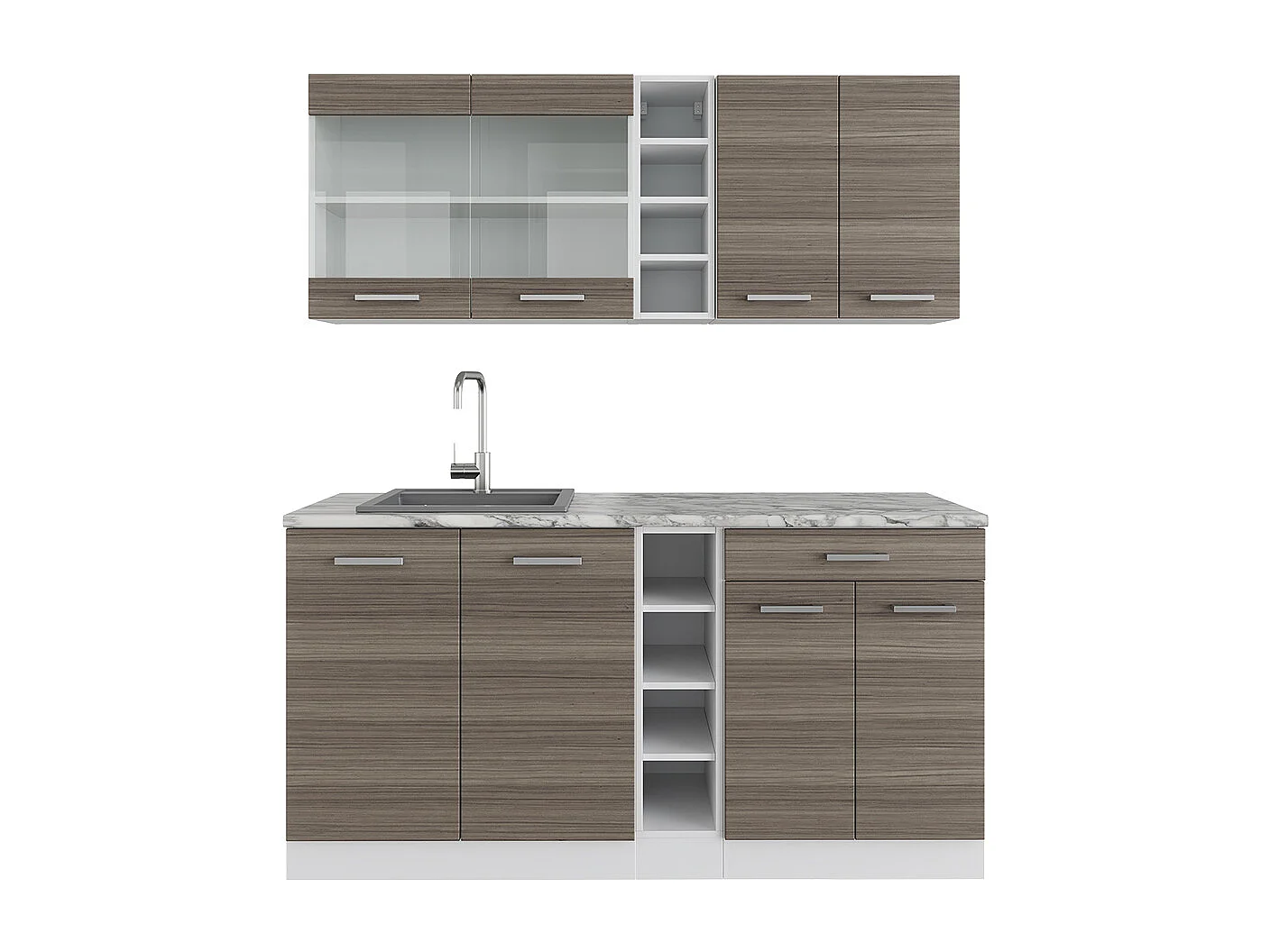 Singlekøkken smuk grå/hvid 160x60x81.6 r-line