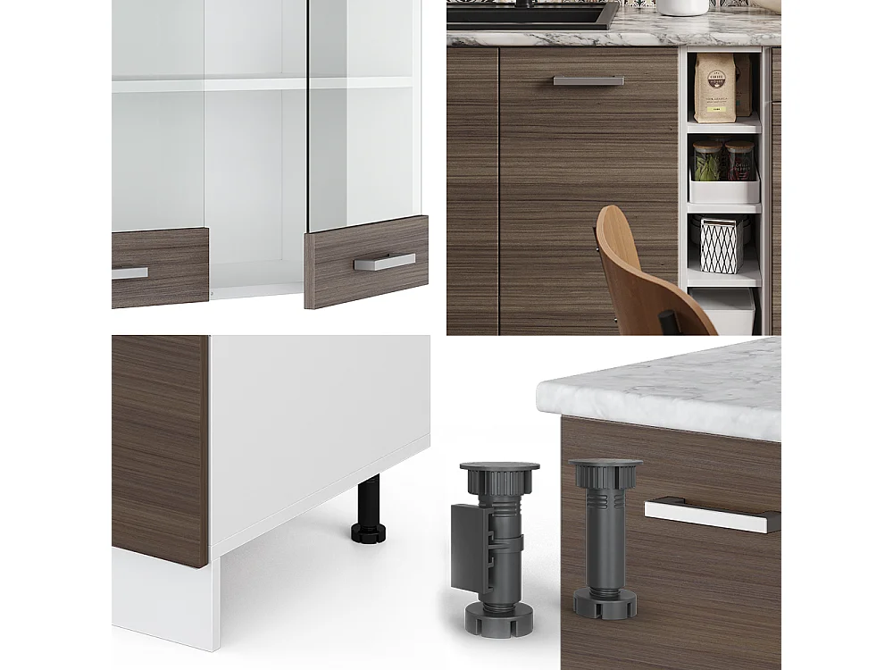 Singlekøkken smuk grå/hvid 160x60x81.6 r-line