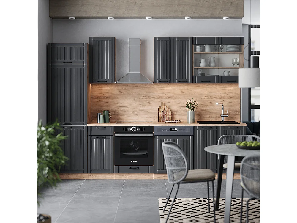 Mueble de cocina gris oscuro 300x60x81.6 fame-line