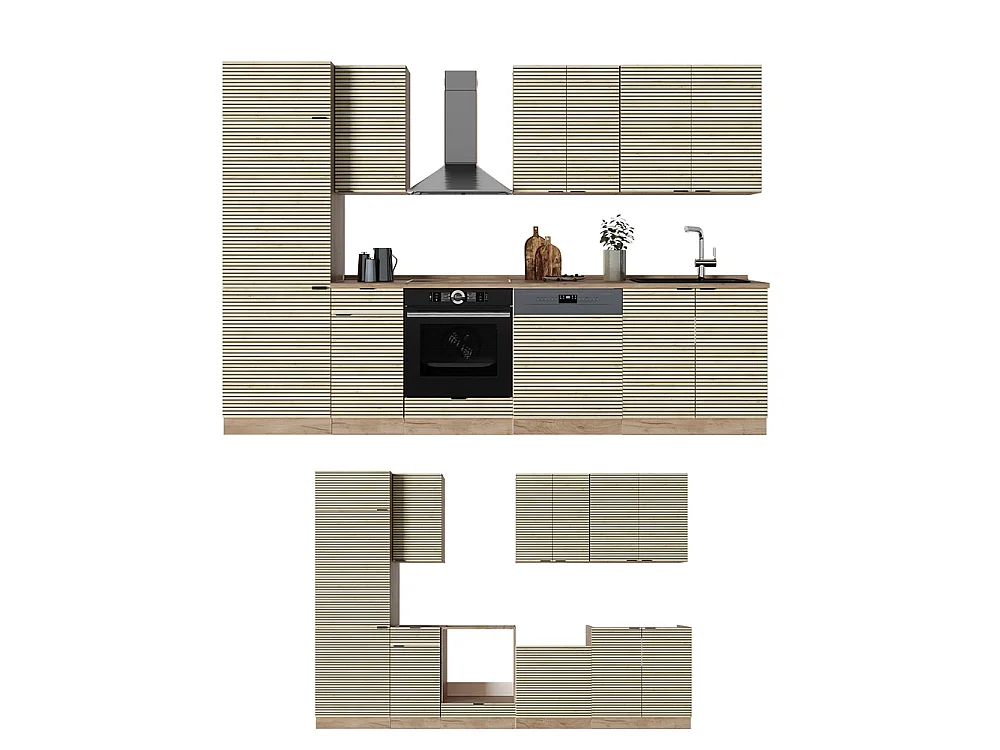 Mueble de cocina panel de roble/roble goldkraft 300x60x81.6 fame-line