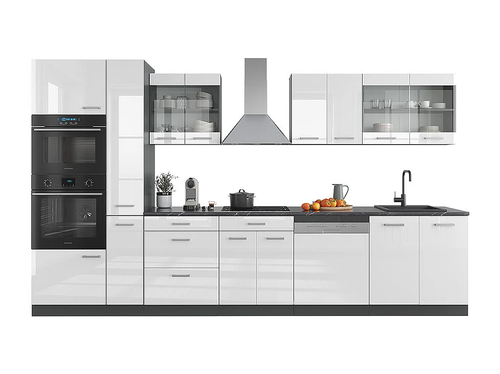Cucina bianco lucido/antracite 350x60x81.6 r-line