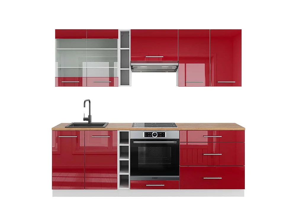 Szafka kuchenna bordowy wysoki połysk/biały 235x60x81.6 fame-line