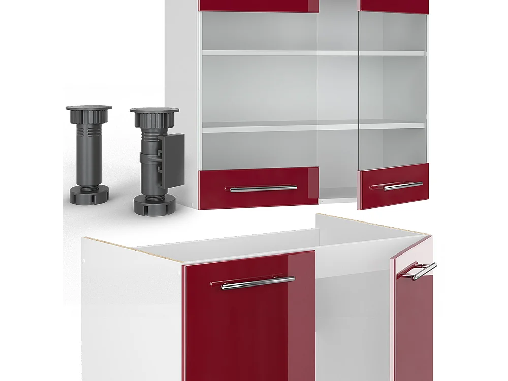 Szafka kuchenna bordowy wysoki połysk/biały 235x60x81.6 fame-line