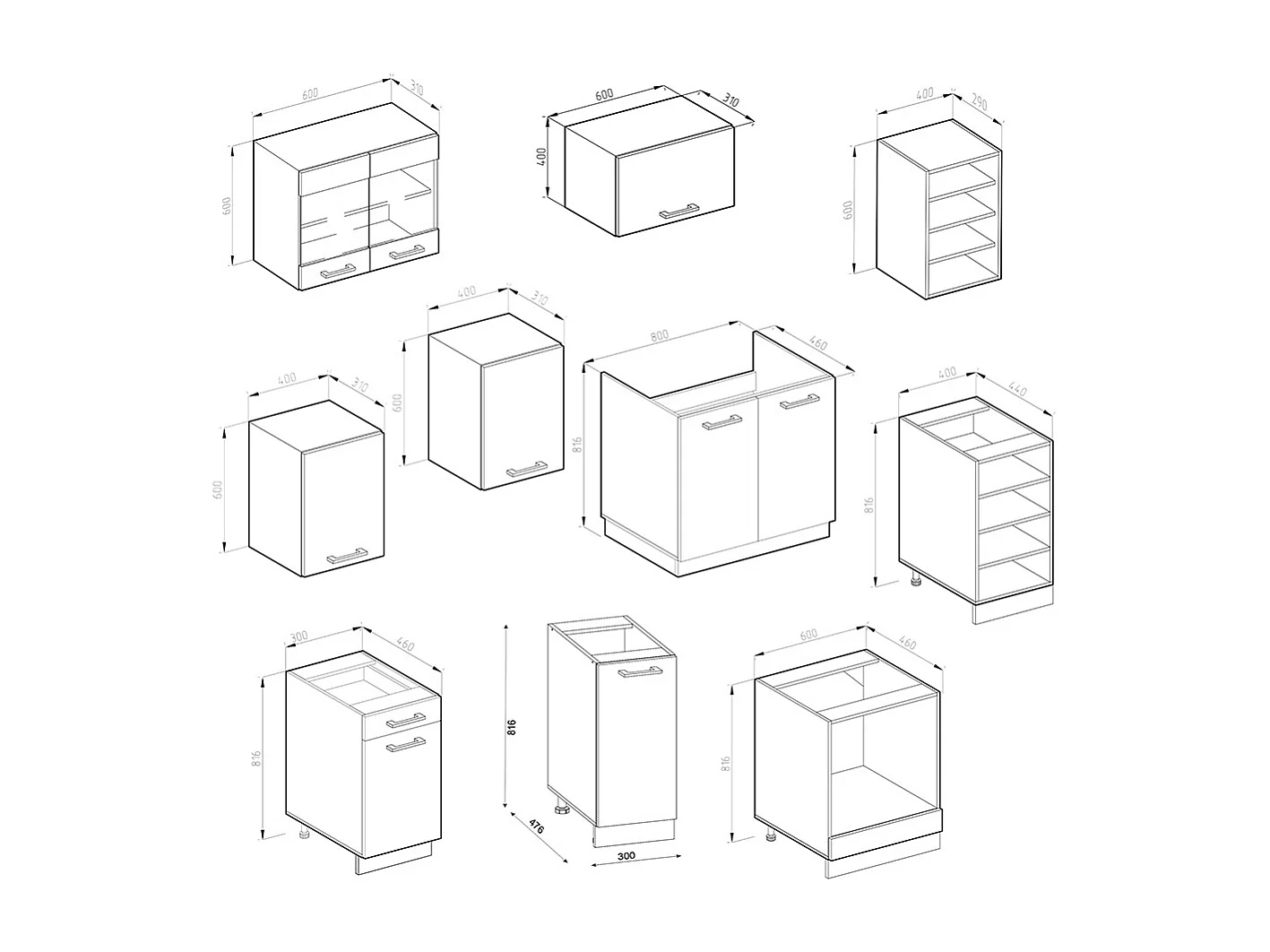 Mueble de cocina blanco/antracita 240x46x81.6 r-line